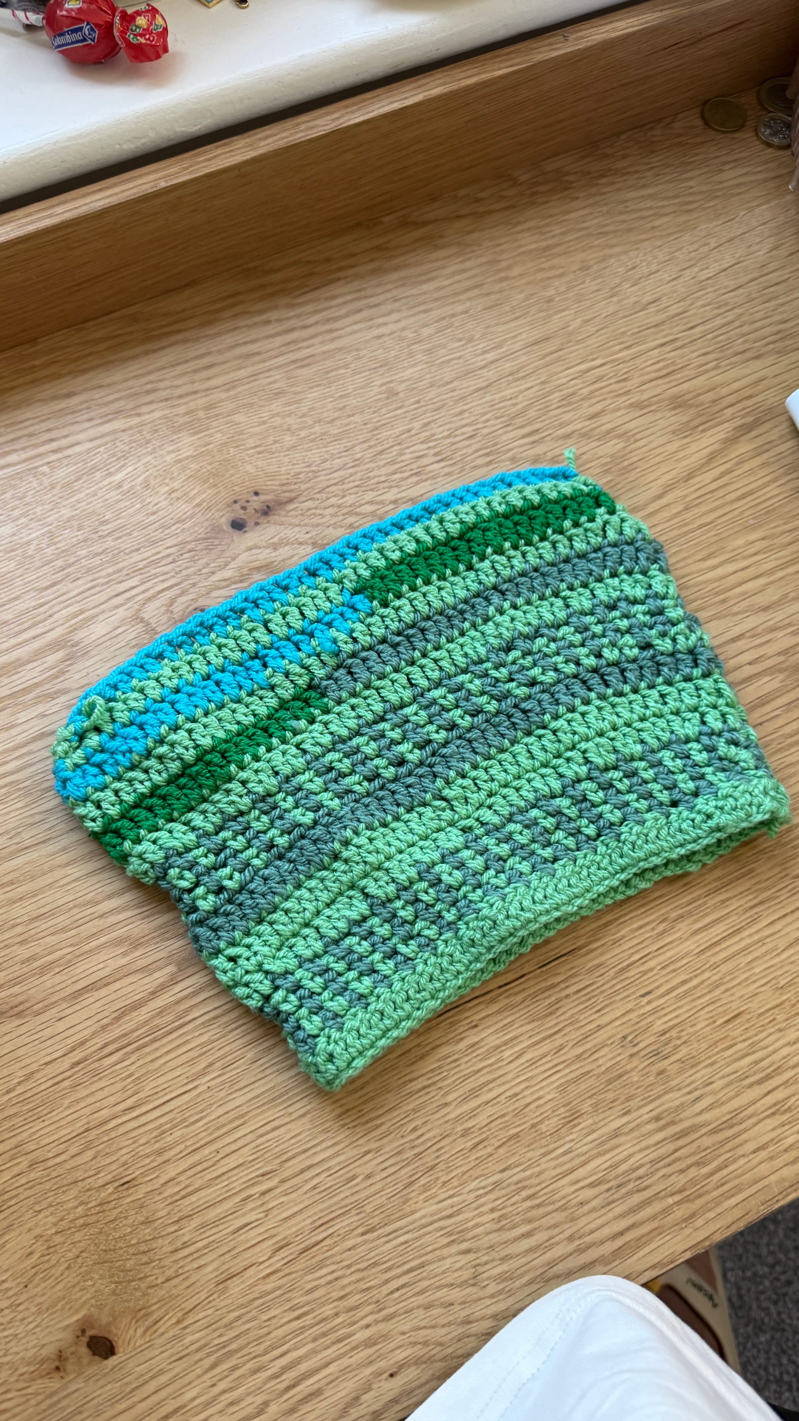 Green & Blue Variegated Beanie