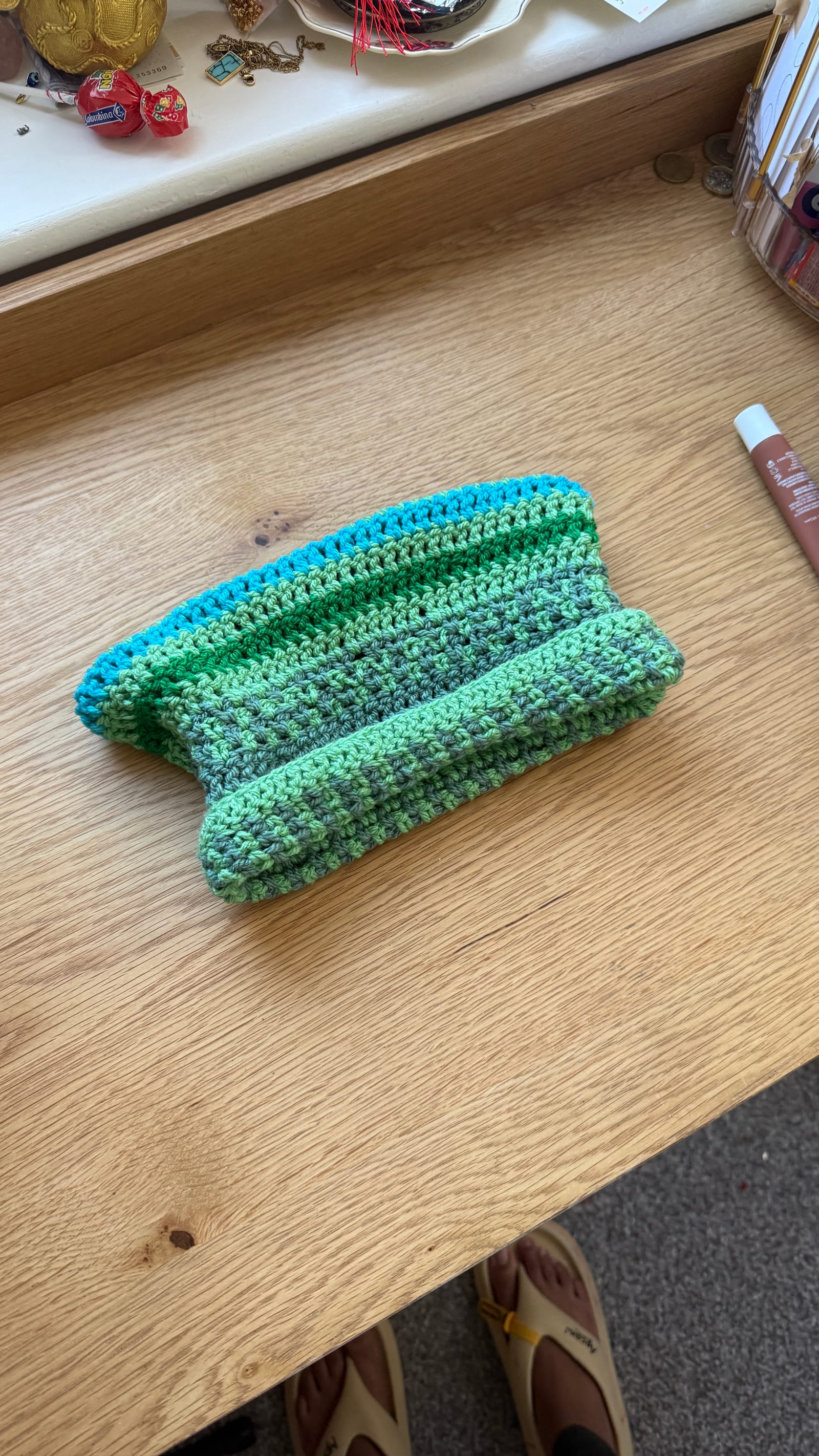 Green & Blue Variegated Beanie