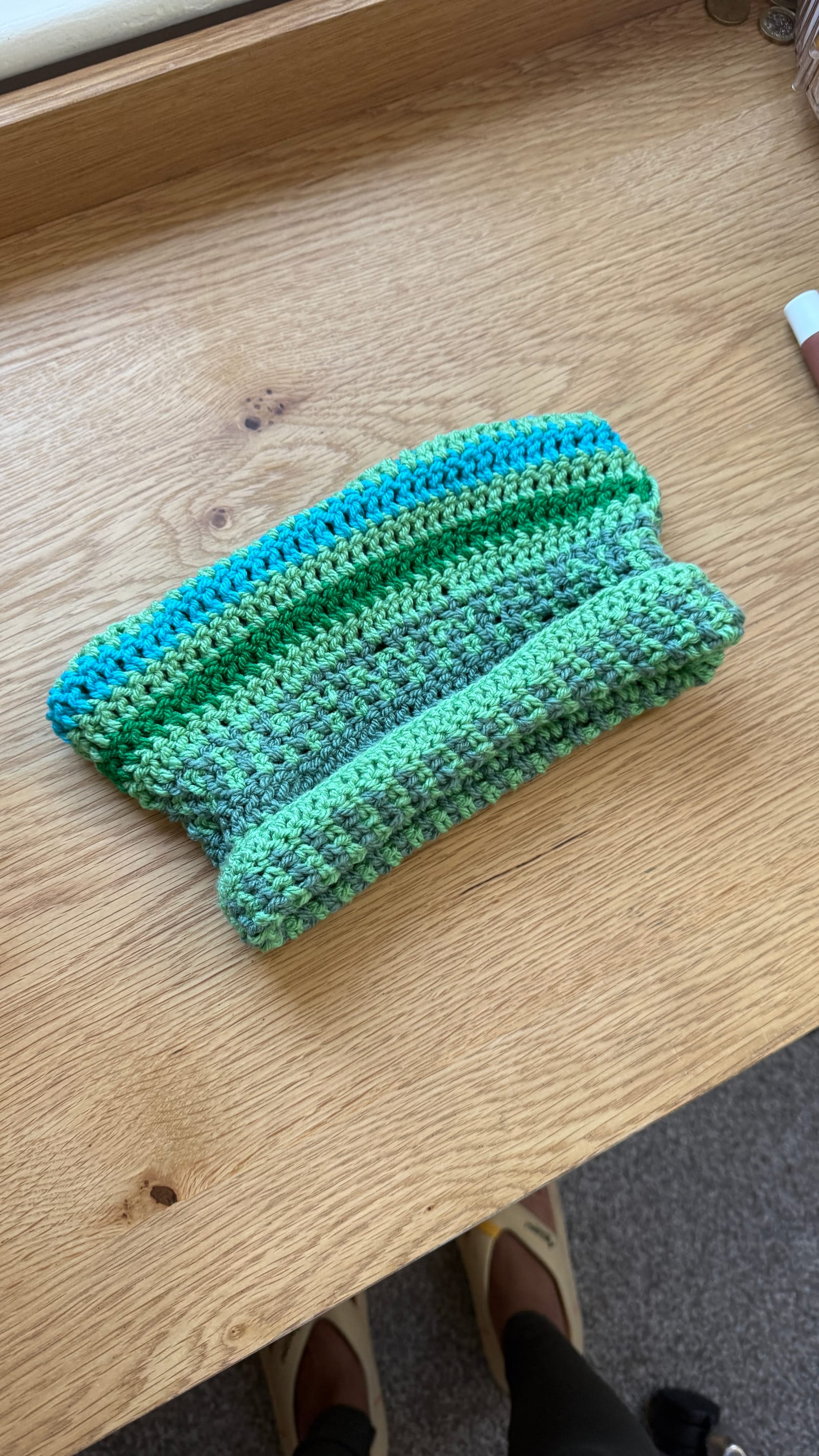 Green & Blue Variegated Beanie